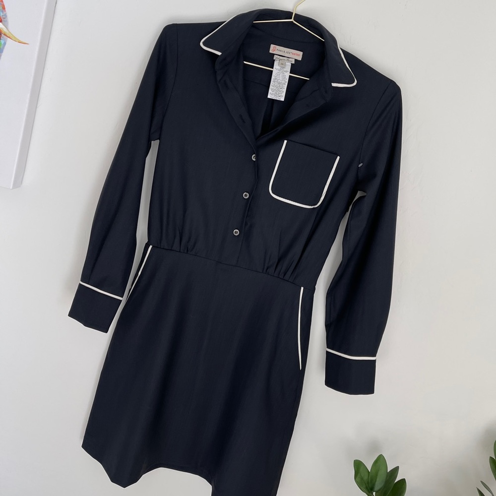 Paul & Joe Sister Navy Blue Shirt Dress Sz 4 - Picture 2 of 9